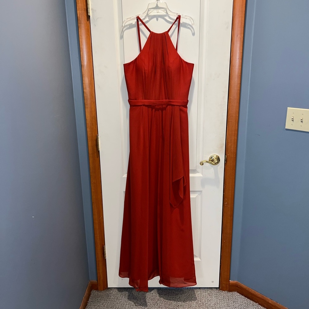 Rust orange floor length dress